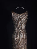 Vintage Mermaid 80s Boat Sequin With Beads Long Prom Dresses Impress 20th Birthday Outfit Formal Gowns HZ0311