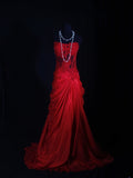 Vintage Mermaid Sweetheart Red Satin 1970s With Lace Beads Bodice Long Prom Dresses Inspo 18th Birthday Outfit Formal Gown HZ0311