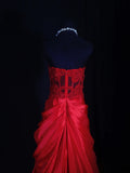 Vintage Mermaid Sweetheart Red Satin 1970s With Lace Beads Bodice Long Prom Dresses Inspo 18th Birthday Outfit Formal Gown HZ0311