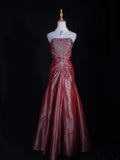 Retro 1960s Mermaid Strapless Pink Taffeta With Silver Beads Bodice Long Prom Dresses Inspo 22th Birthday Outfit Formal Gown HZ0311