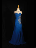 Retro 1960s Mermaid Sweetheart Royal Blue Chiffon With Silver Beads Bodice Long Prom Dresses Inspo 22th Birthday Outfit Formal Gown HZ0311