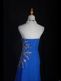 Retro 1960s Mermaid Sweetheart Royal Blue Chiffon With Silver Beads Bodice Long Prom Dresses Inspo 22th Birthday Outfit Formal Gown HZ0311