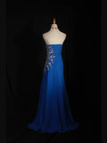 Retro 1960s Mermaid Sweetheart Royal Blue Chiffon With Silver Beads Bodice Long Prom Dresses Inspo 22th Birthday Outfit Formal Gown HZ0311