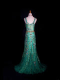 Vintage A line 1950s Sweetheart Tulle Green With Beads Long Prom Dresses Inspo 20th Birthday Outfit Formal Gowns HZ0311