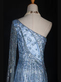 Retro 1950s A Line One Shoulder Light Sky Blue Satin Short 16th Birthday Dress Homecoming Dresses Cocktail Gown HZ0311