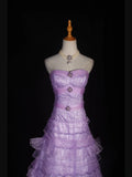 Vintage 70s Ball Gown Sweetheart Lilac Beaded Bodice Pleated Long Prom Dresses Impress 21th Birthday Outfits Prom Gown HZ0311