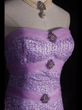 Vintage 70s Ball Gown Sweetheart Lilac Beaded Bodice Pleated Long Prom Dresses Impress 21th Birthday Outfits Prom Gown HZ0311