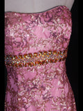 Vintage Mermaid 80s Strapless Pink Sequins With Gold Beads Long Prom Dresses Inspo 20th Birthday Outfit Formal Gowns HZ0311