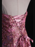 Vintage Mermaid 80s Strapless Pink Sequins With Gold Beads Long Prom Dresses Inspo 20th Birthday Outfit Formal Gowns HZ0311