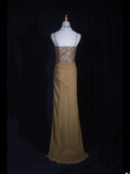 Vintage 70s Mermaid Spaghetti Straps Gold Lace Beaded Bodice Plus Size Long Prom Dresses Impress 21th Birthday Outfits Prom Gown HZ0311