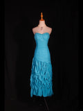 Retro 80s Sheath Sweetheart Blue Chiffon With Beads Layered Prom Dresses Inspo 22th Birthday Outfit Formal Gown HZ0311