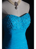 Retro 80s Sheath Sweetheart Blue Chiffon With Beads Layered Prom Dresses Inspo 22th Birthday Outfit Formal Gown HZ0311