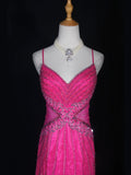 Vintage 2000s Mermaid Spaghetti Straps Hot Pink Tulle Beaded Bodice Plus Size Long Prom Dresses Impress 21th Birthday Outfits Prom Gown HZ0311