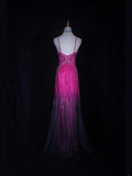 Vintage 2000s Mermaid Spaghetti Straps Hot Pink Tulle Beaded Bodice Plus Size Long Prom Dresses Impress 21th Birthday Outfits Prom Gown HZ0311
