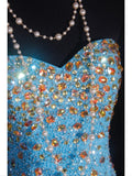 Vintage Mermaid 80s Sweethart Blue Beads With Gold Beaded Long Prom Dresses Inspo 20th Birthday Outfit Formal Gowns HZ0311