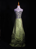 Retro 60s A line Sweetheart Olive Green Taffeta With Silver Gem Beads Prom Dresses Inspo 22th Birthday Outfit Formal Gown HZ0311