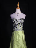 Retro 60s A line Sweetheart Olive Green Taffeta With Silver Gem Beads Prom Dresses Inspo 22th Birthday Outfit Formal Gown HZ0311