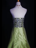 Retro 60s A line Sweetheart Olive Green Taffeta With Silver Gem Beads Prom Dresses Inspo 22th Birthday Outfit Formal Gown HZ0311