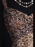 Vintage 2000s A Line Spaghetti Straps Leopard Print Beaded Bodice Plus Size Long Prom Dresses Impress 21th Birthday Outfits Prom Gown HZ0311