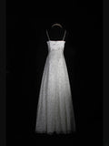 Retro 1950s Wedding Dresses for Bride A line Spagehtti Straps With Silver Beads Lace Petite/Plus Size Bridal Gowns Civil Wedding for Beach Wedding HZ0311