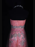 Vintage Mermaid Strapless Pink 1970s With Appliqued Beads Bodice Long Prom Dresses Inspo 19th Birthday Outfit Formal Gown HZ0311