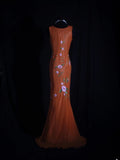 Retro 60s Mermaid Cowl Organge Chiffon With Embroidery Beads Prom Dresses Inspo 22th Birthday Outfit Formal Gown HZ0311