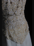 Retro 60s A line Spaghetti Straps White Chiffon With Pearls Beads Prom Dresses Inspo 22th Birthday Outfit Formal Gown HZ0311