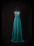 Vintage 2000s A Line Halter Chiffon Embroidery Beads Plus Size With Gem Long Prom Dresses Impress 21th Birthday Outfits Party Gown HZ0311