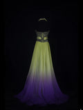 Vintage A line 80s Halter Ombre Yellow Grape Beads Chiffon With Beaded Ruffled Long Prom Dresses Inspo Birthday Outfit Formal Gowns HZ0311