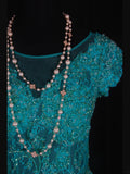 Retro 60s A line High Low Scoop Neck Blue Tulle With Pearls Beads Lace Prom Dresses Inspo 22th Birthday Outfit Formal Gown HZ0311