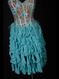 Vintage A line Sweetheart Blue Chiffon With Gold Beads Short 16th Birthday Dress Homecoming Dresses Cocktail Gown HZ0311