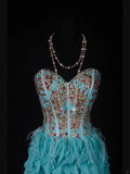 Vintage A line Sweetheart Blue Chiffon With Gold Beads Short 16th Birthday Dress Homecoming Dresses Cocktail Gown HZ0311