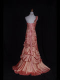 Vintage Mermaid One Shoulder 1970s With Pleated Ruffled Taffeta Bodice Long Prom Dresses Inspo 19th Birthday Outfit Formal Gown HZ0311