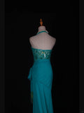 Retro 60s High Low V Neck Blue Chiffon With Beads Lace Prom Dresses Inspo 22th Birthday Outfit Formal Gown HZ0311