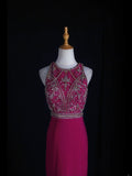 Vintage Mermaid 80s Scoop Hot Pink Backless Beads With Beaded Open Backs Long Prom Dresses Inspo Birthday Outfit Formal Gowns HZ0311