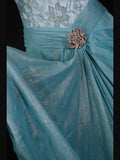 Retro 1950s Mermaid Strapless Blue Chiffon With Beads Lace Long Prom Dresses Inspo 22th Birthday Outfit Formal Gown HZ0311
