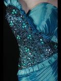 Vintage Mermaid One Shoulder 1950s With Pleated Ruffled Taffeta Bodice Long Prom Dresses Inspo 19th Birthday Outfit Formal Gown HZ0311