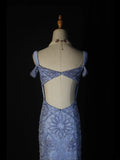 Retro 1950s Mermaid Sweetheart Blue Tulle With Beads Long Prom Dresses Inspo 22th Birthday Outfit Formal Gown HZ0311