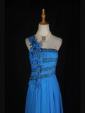 Vintage A Line One Shoulder Royal Blue 1950s With Pleated Ruffled Beaded Bodice Long Prom Dresses Inspo Birthday Outfit Formal Gown HZ0311