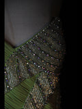 Vintage A Line One Shoulder Bud Green 1950s With Pleated Ruffled Beaded Bodice Long Prom Dresses Inspo Birthday Outfit Formal Gown HZ0311