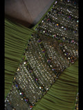 Vintage A Line One Shoulder Bud Green 1950s With Pleated Ruffled Beaded Bodice Long Prom Dresses Inspo Birthday Outfit Formal Gown HZ0311