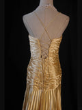 Retro 60s A line Spaghetti Straps Gold Taffeta With Beads Prom Dresses Inspo 22th Birthday Outfit Formal Gown HZ0311