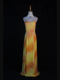 Retro 60s A line Spaghetti Straps Multi Colors Chiffon With Beads Long Prom Dresses Inspo 22th Birthday Outfit Formal Gown HZ0311