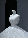 Princess Long Wedding Gowns Ball Gown Sweetheart Style for Bride With Tassel Train White Lace Bridal Dresses HZ0311