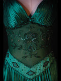 Retro 60s A line Halter Dark Emerald Green Satin With Beads Long Prom Dresses Inspo 22th Birthday Outfit Formal Gown HZ0311
