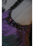 Vintage Sheath One Shoulder Grape Taffeta Beaded Bodice Plus Size 18th Birthday Outfits Homecoming Dresses Cocktail Gown HZ0311