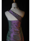 Vintage Sheath One Shoulder Grape Taffeta Beaded Bodice Plus Size 18th Birthday Outfits Homecoming Dresses Cocktail Gown HZ0311