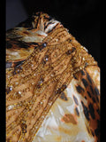 Vintage 70s Sheath Spaghetti Straps Leopard Print Beaded Bodice Plus Size Long Prom Dresses Impress 21th Birthday Outfits Prom Gown HZ0311
