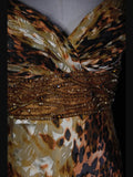 Vintage 70s Sheath Spaghetti Straps Leopard Print Beaded Bodice Plus Size Long Prom Dresses Impress 21th Birthday Outfits Prom Gown HZ0311