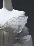 Princess Long Wedding Dress Ball Gown Sweetheart Style for Bride With Silver Beaded Pearls Bodice Train White Bridal Dresses HZ0311